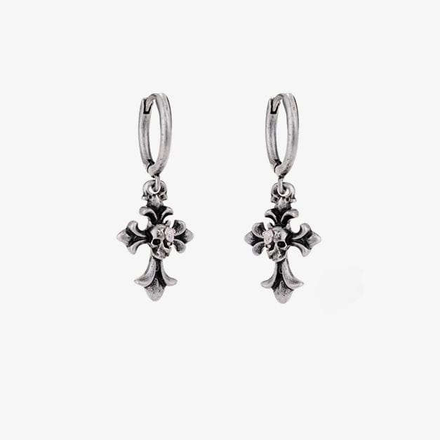 Kobine Women's Punk Skull Cross Earrings