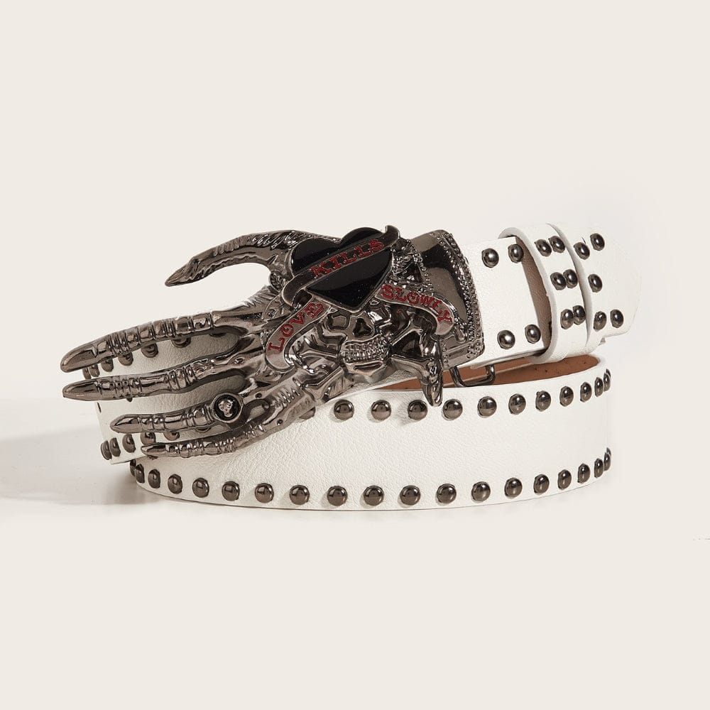 Women's Punk Skull Studded Wide Belt - Punk Design