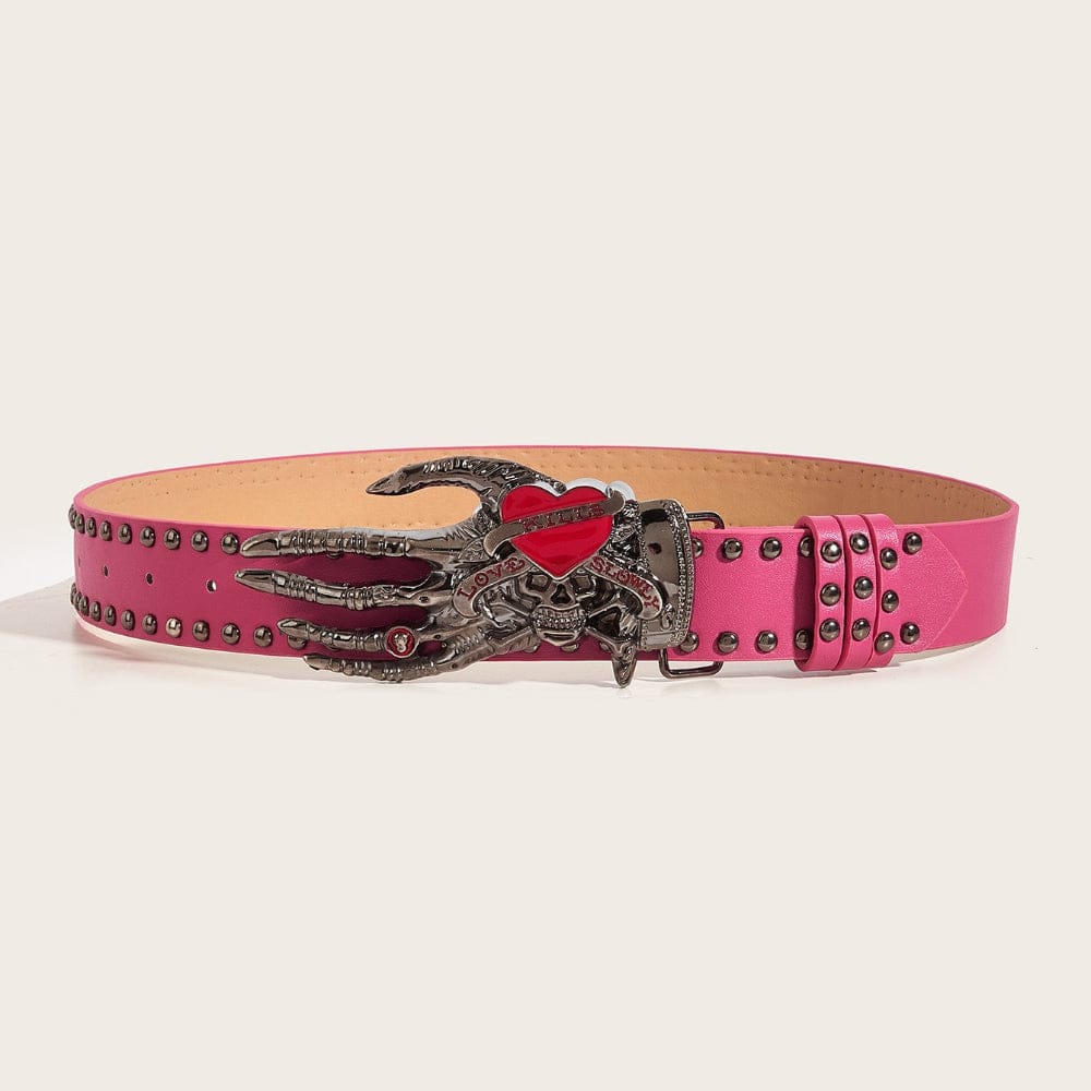 Women's Punk Skull Studded Wide Belt - Punk Design