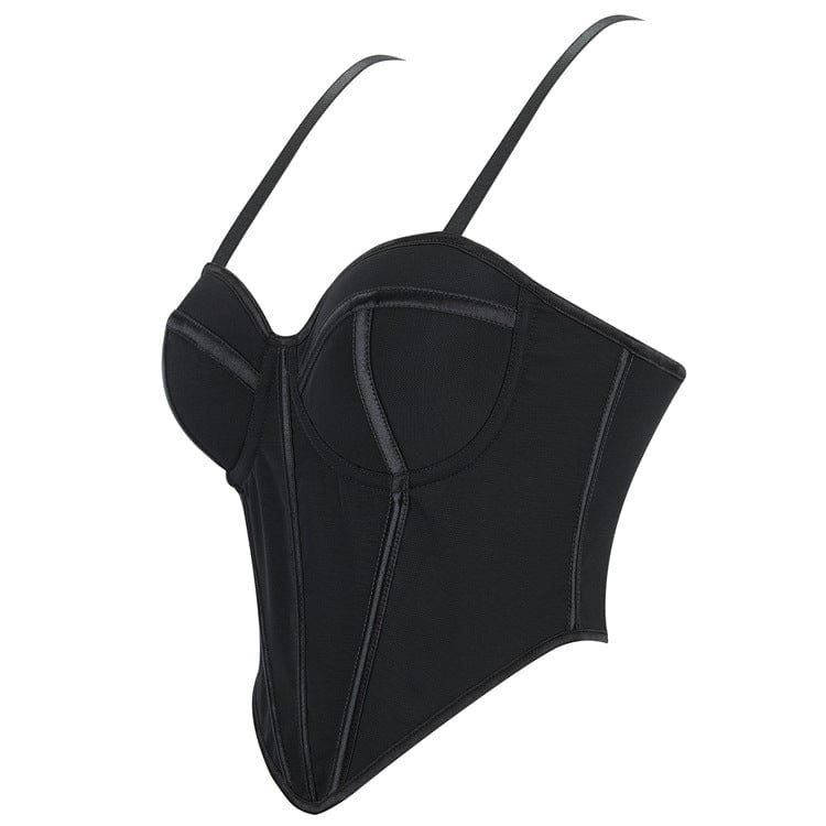 Kobine Women's Punk Solid Color Lace-up Slip Bustier