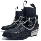 Kobine Women's Punk Spiked Chain Motorcycle Boots