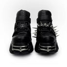 Kobine Women's Punk Spiked Strap Alligator Print Chunky Sole Shoes