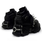 Kobine Women's Punk Spiked Strap Alligator Print Chunky Sole Shoes