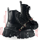 Kobine Women's Punk Spiked Strap Lace-up Side Zipper Platform Chunky Sole Boots