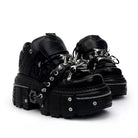 Kobine Women's Punk Spiked Strap Round‑Toe Chunky Sole Shoes