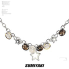 Kobine Women's Punk Star Button Necklace