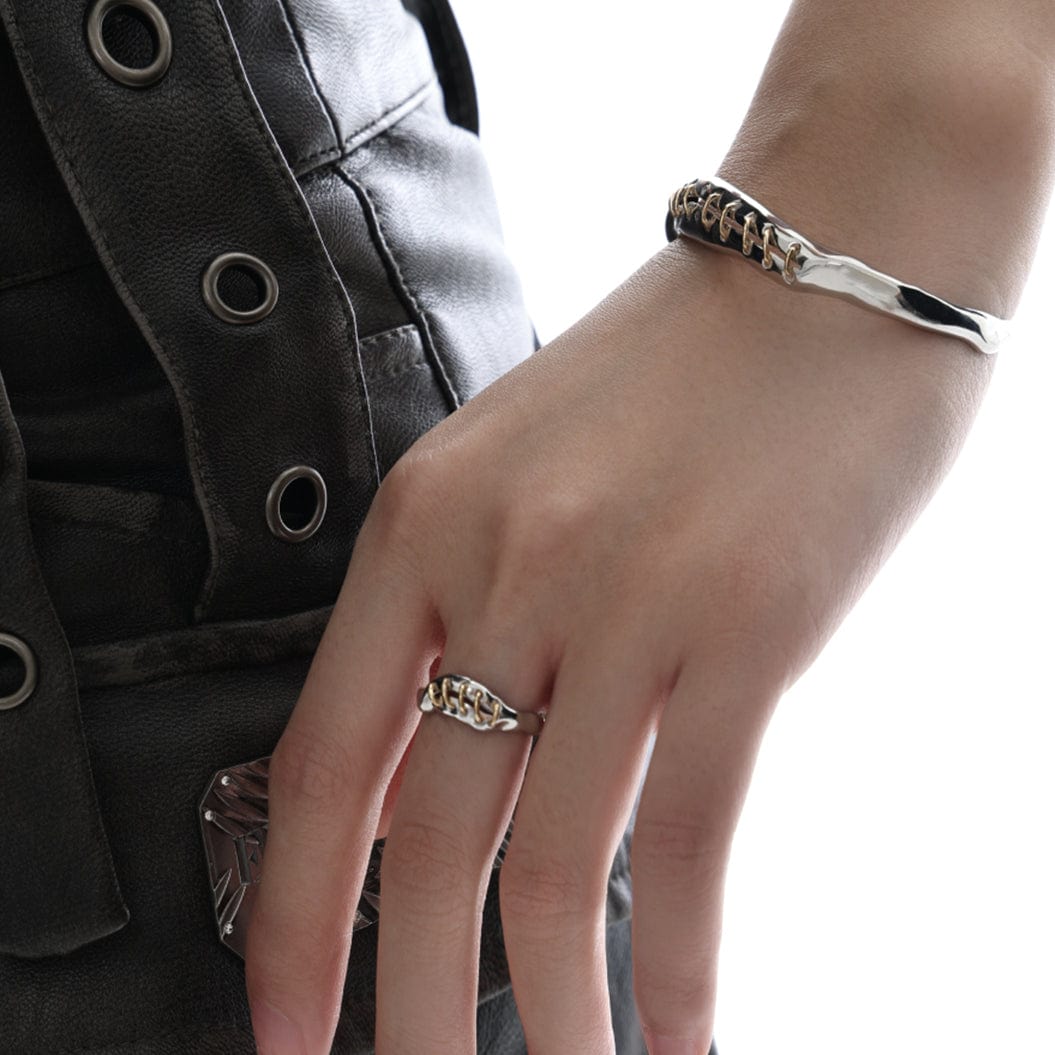 Kobine Women's Punk Stitching Open Ring