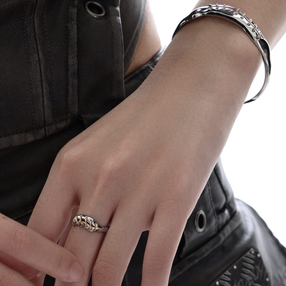 Kobine Women's Punk Stitching Open Ring
