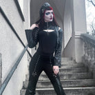 Kobine Women's Punk Strap Stud Zip Faux Leather Cape