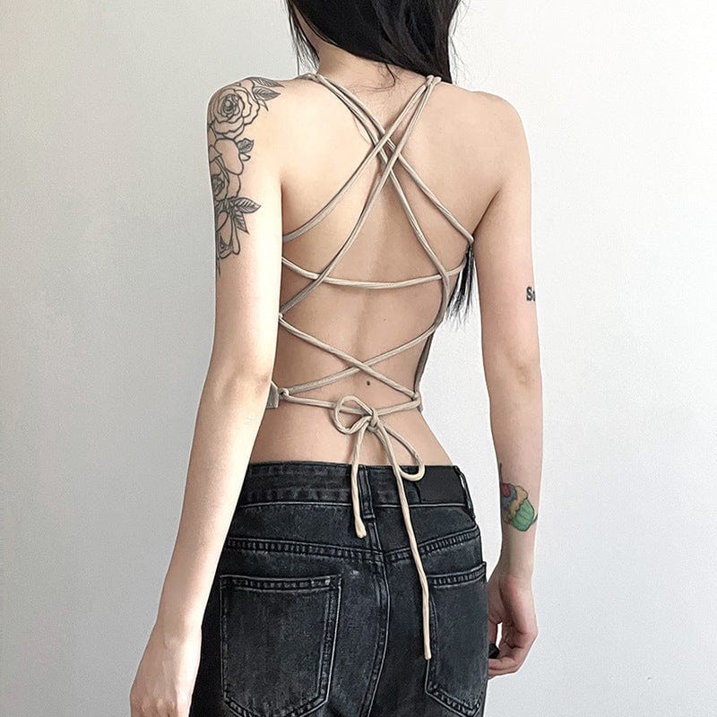 Women's Punk Strappy Backless Tank Top – Punk Design