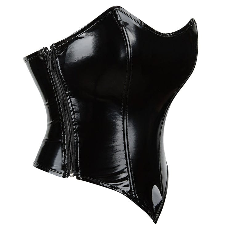 Kobine Women's Punk Strappy Patent Leather Overbust Corset