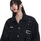 Kobine Women's Punk Studded Pearl Necklace