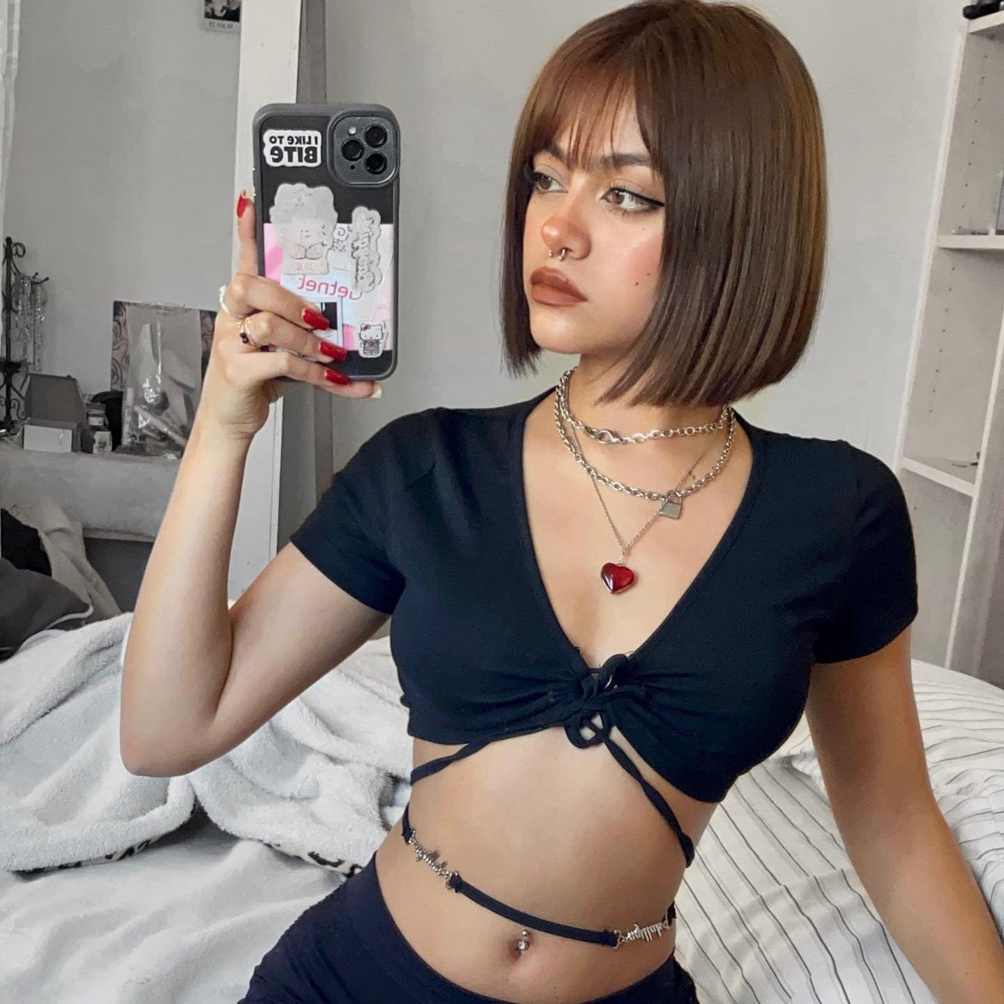 Kobine Women's Punk V-neck Lacing-up Bustier