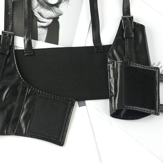 Kobine Women's Punk Velcro Faux Leather Harness