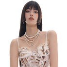 Kobine Women's Punk Vintage Pearl Necklace