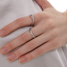 Kobine Women's Punk Zircon Twined Open Ring