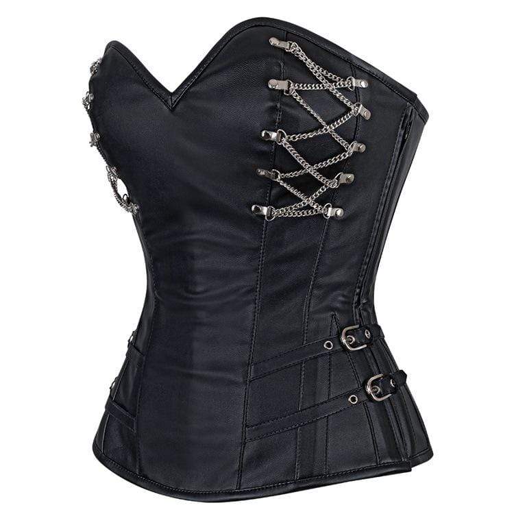 Kobine Women's Steampunk Multi-chain Overbust Corsets With T-back