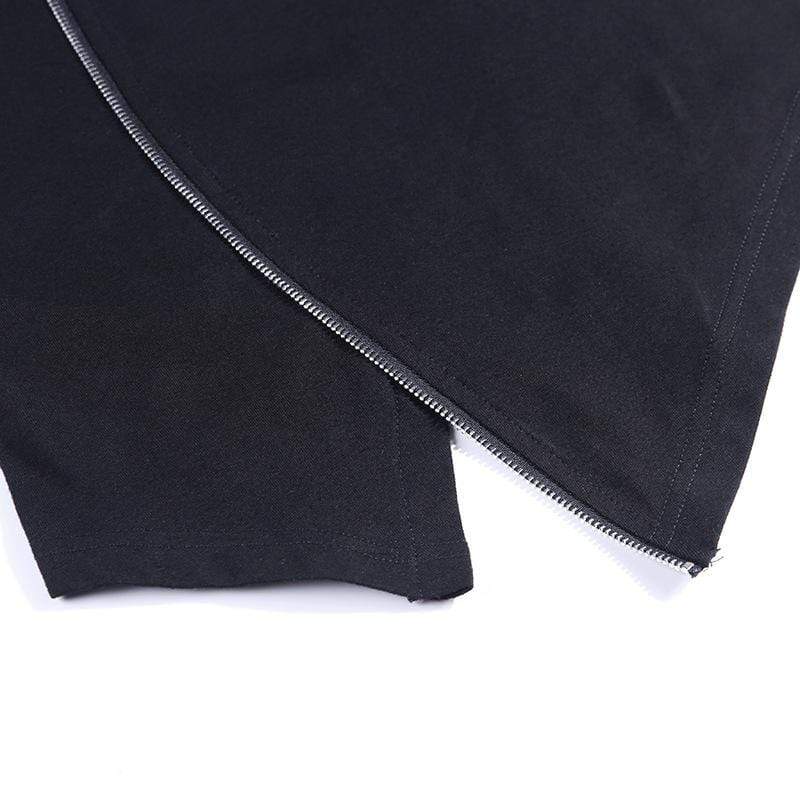 Kobine Women's Turtle Neck Hollow Zipper Design Long Sleeved T-shirt
