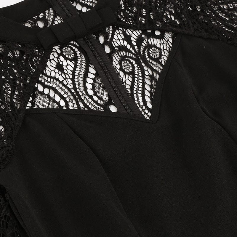 Sukienka damska Kobine w stylu vintage z gotyckiej siateczki z kwiatowym haftem