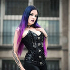 Kobine Damen Vintage Jacquard-Überbrustkorsett mit Schnürung