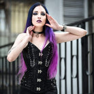 Kobine Damen Vintage Jacquard-Überbrustkorsett mit Schnürung