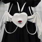 Nothing Here Women's Gothic Devil Eye Bat Wing Heart Bag White