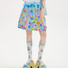 Pink Kawaii Women's Kawaii Floral Printed Zipper Skirt