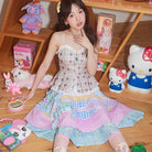 Pink Kawaii Women's Pink Kawaii Colorful Plaid Frill Splice Layered Skirt