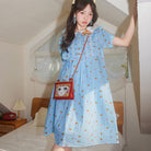 Pink Kawaii Women's Pink Kawaii Doll Collar Fruit Printed Plaid Dress