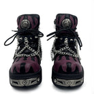 Punk Design Men's Punk Spiked Chained Buckle Strap Two‑Tone Platform Chunky Sole Shoes