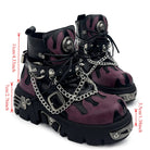 Punk Design Men's Punk Spiked Chained Buckle Strap Two‑Tone Platform Chunky Sole Shoes