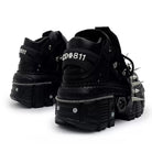 Punk Design Men's Punk Spiked Strap Round‑Toe Chunky Sole Shoes