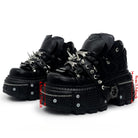 Punk Design Men's Punk Spiked Strap Round‑Toe Chunky Sole Shoes