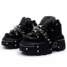 Punk Design Men's Punk Spiked Strap Round‑Toe Chunky Sole Shoes