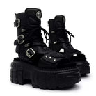 Punk Design Men's Punk Studded Buckle Strap Cutout Open-Toe Platform Chunky Sole Sandal Boots
