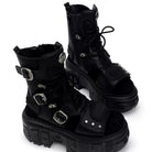 Punk Design Men's Punk Studded Buckle Strap Cutout Open-Toe Platform Chunky Sole Sandal Boots