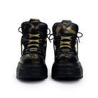 Punk Design Men's Punk Two‑Tone Lace-up Round‑Toe Platform Chunky Sole Shoes