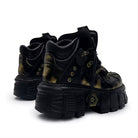 Punk Design Men's Punk Two‑Tone Lace-up Round‑Toe Platform Chunky Sole Shoes