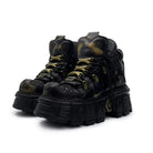 Punk Design Men's Punk Two‑Tone Lace-up Round‑Toe Platform Chunky Sole Shoes