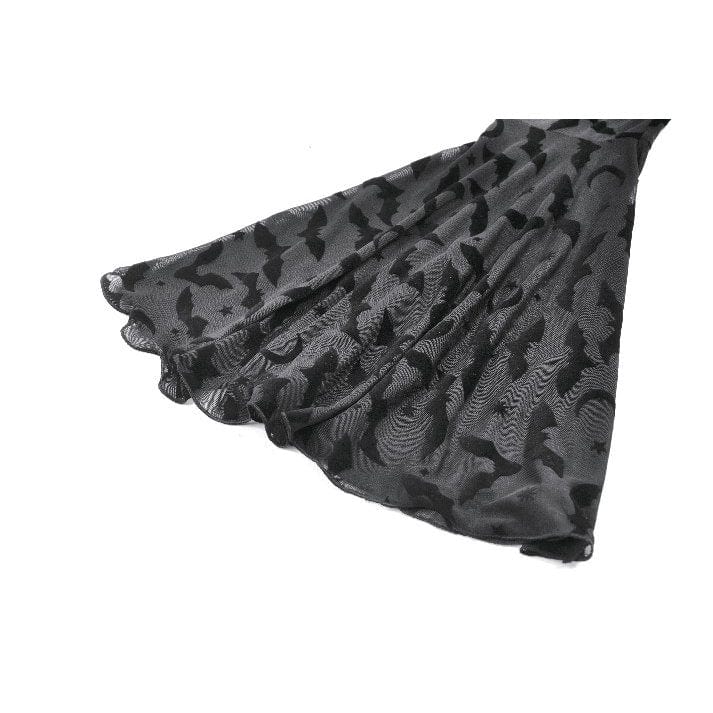 Punk Design Women's Gothic Bat Star Moon Printed Irregular Hem Dress