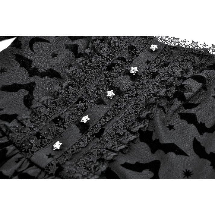 Punk Design Women's Gothic Bat Star Moon Printed Irregular Hem Dress