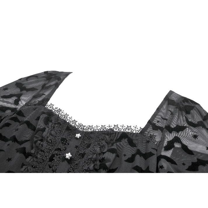 Punk Design Women's Gothic Bat Star Moon Printed Irregular Hem Dress