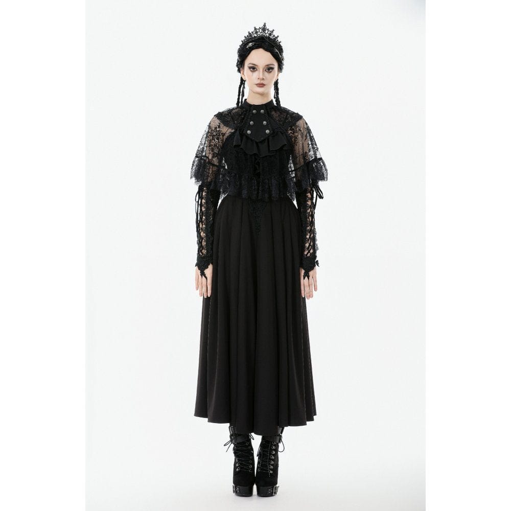 Punk Design Women's Gothic Bouble-breasted Floral Lace Cape