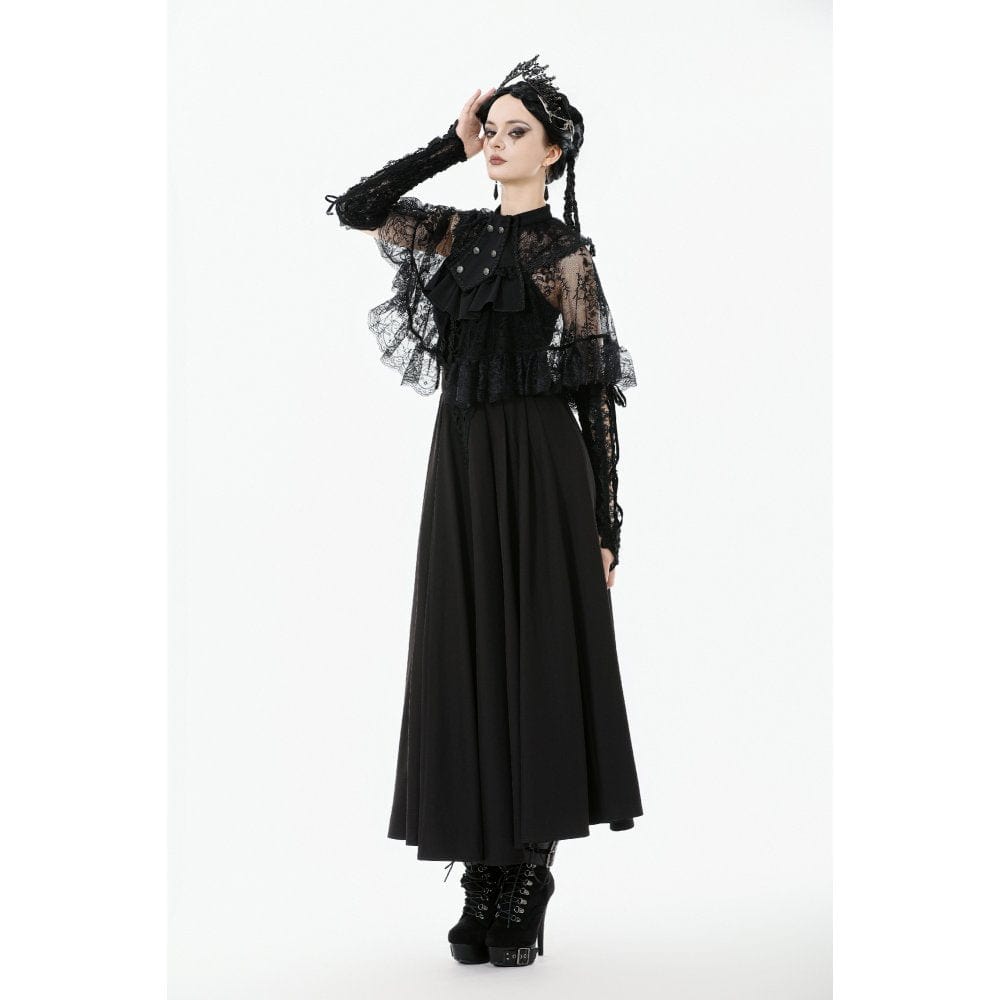 Punk Design Women's Gothic Bouble-breasted Floral Lace Cape