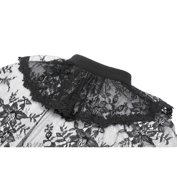Punk Design Women's Gothic Bouble-breasted Floral Lace Cape