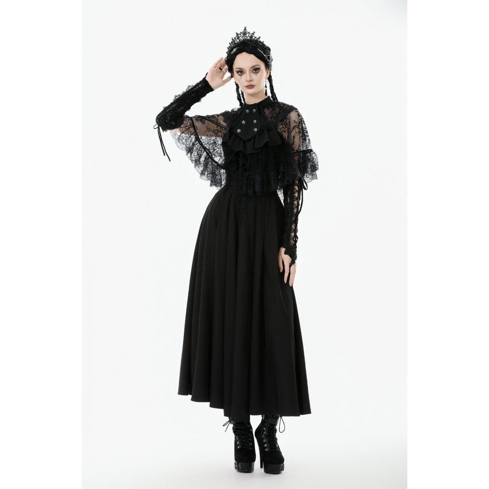 Punk Design Women's Gothic Bouble-breasted Floral Lace Cape