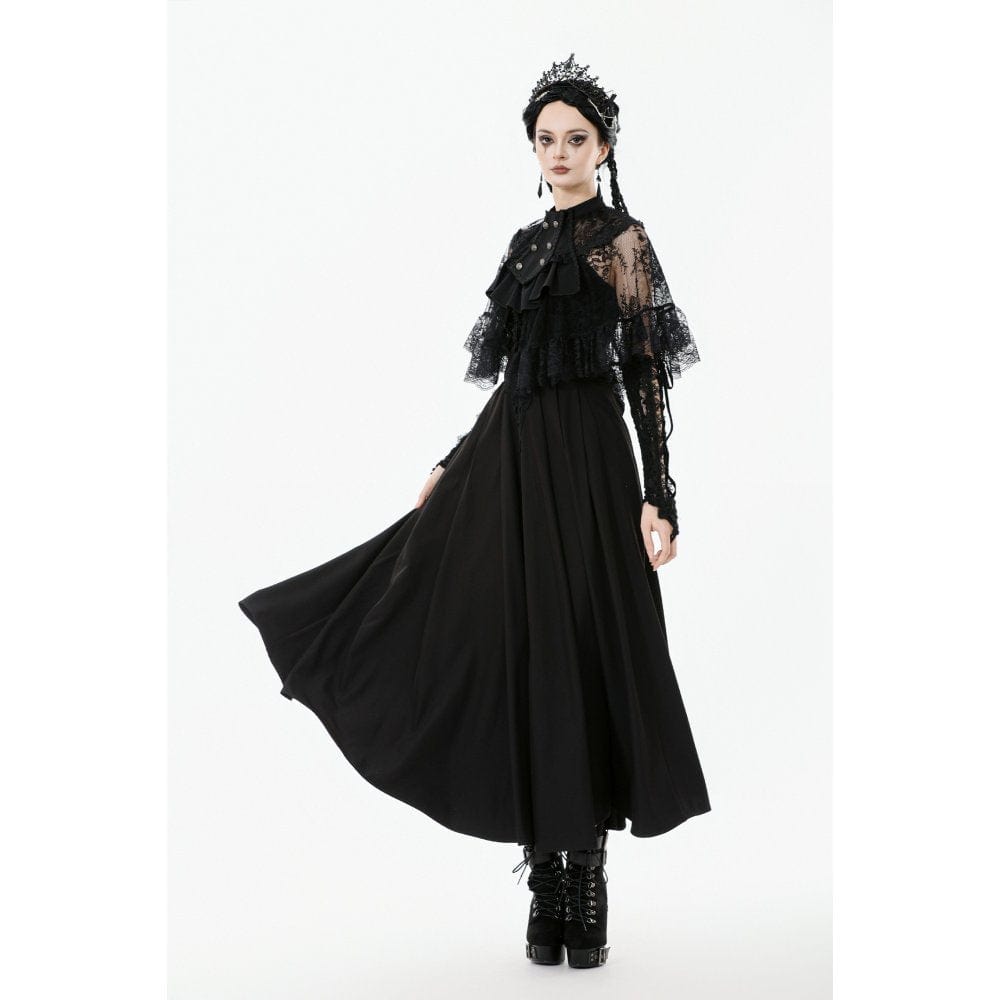 Punk Design Women's Gothic Bouble-breasted Floral Lace Cape