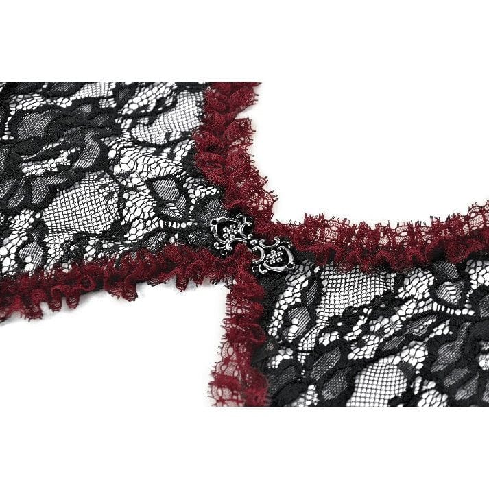 Punk Design Women's Gothic Contrast Color Floral Lace Cape