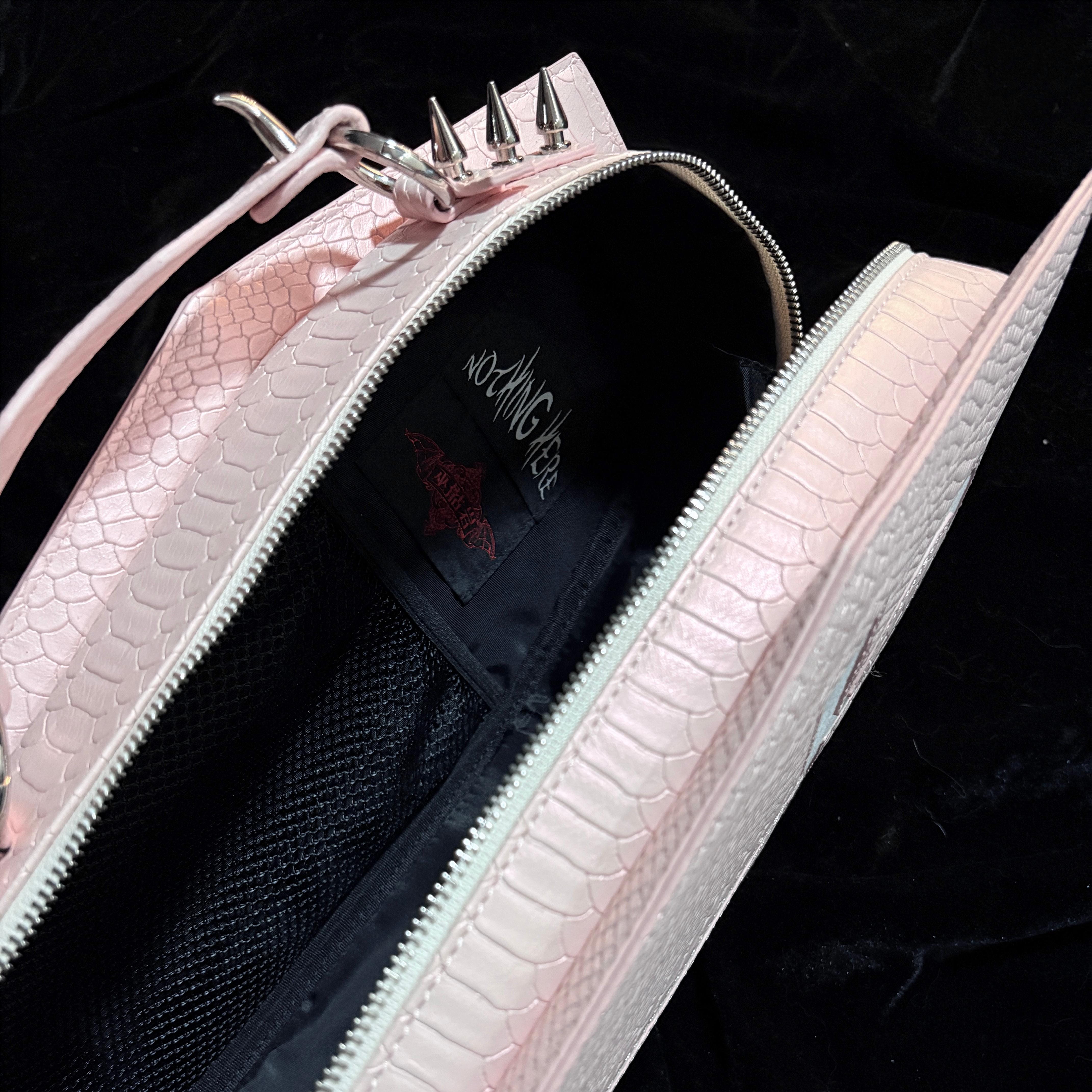 Punk Design Women's Gothic Cross Bat Wing Coffin Bag Pink