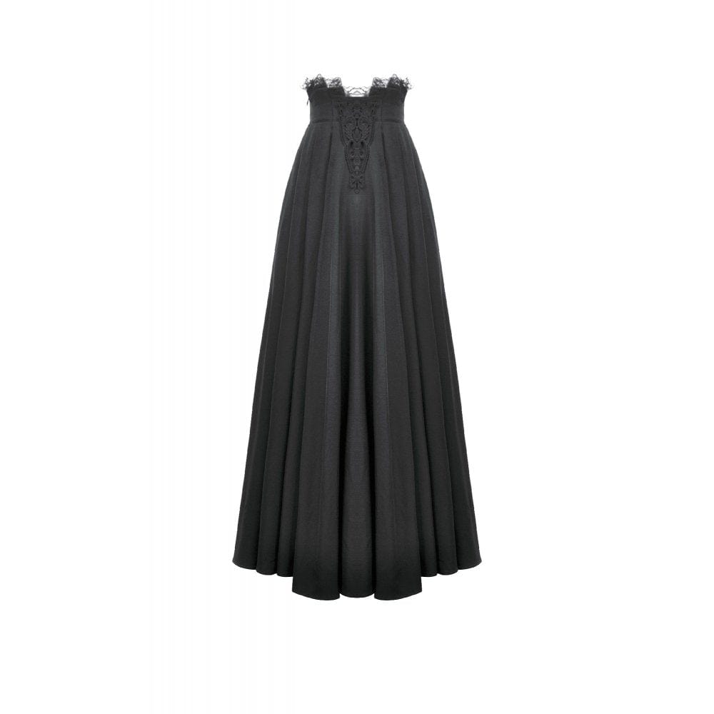 Punk Design Women's Gothic Embroidered Pleated Maxi Skirt